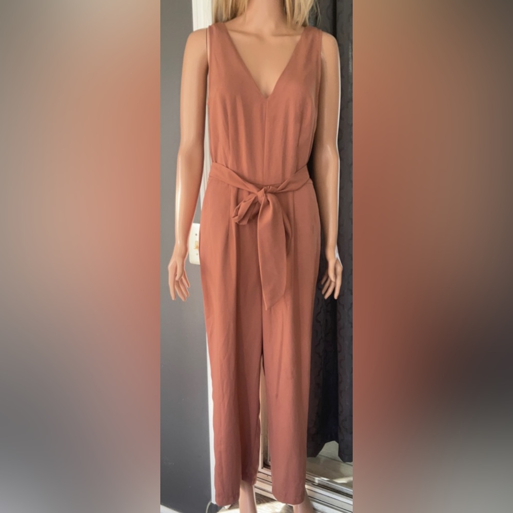 A New Day Tie Strap Crop Jumpsuit Coral/Orange Size S